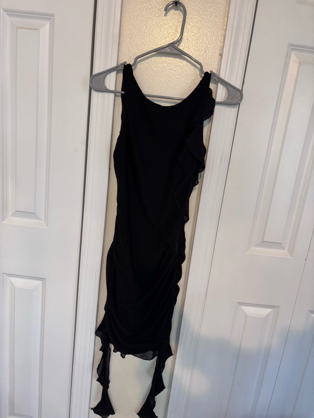 White Fox Boutique Black Ruffle Hem Mini Dress